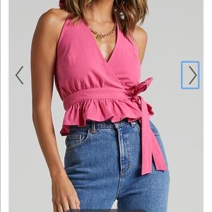 SHOWPO ARGEL HALTER NECK TOP IN BUBBLEGUM PINK